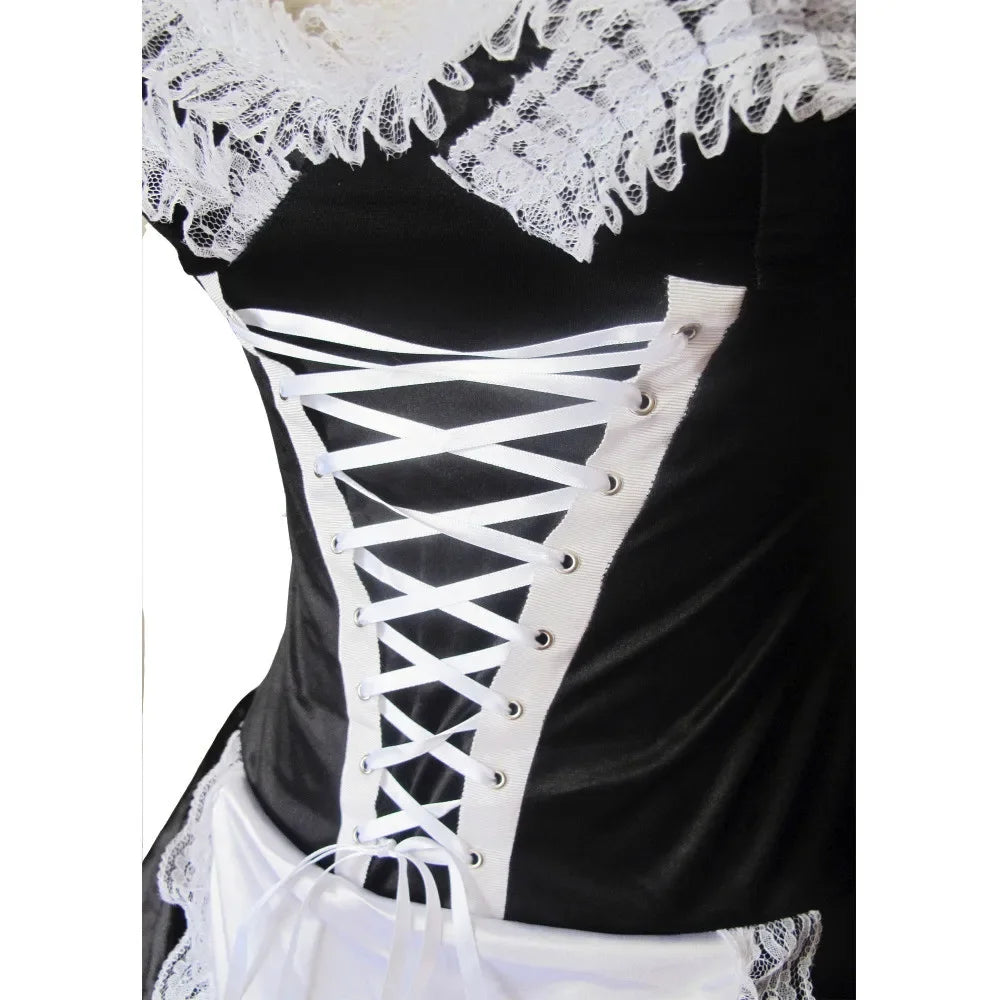 Women's Sexy Low-Cut Neckline French Maid Dress Costume Halloween Cosplay Servant Uniform For Women Role-playing Games Suit
