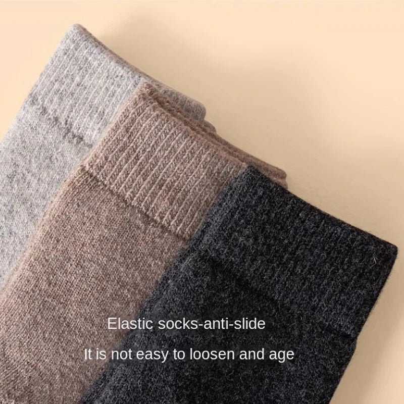 2025 New Winter Warm Women Socks Wool Male Men Socks Super Thicker Solid Socks Merino Wool Socks Against Cold Snow Terry Socks