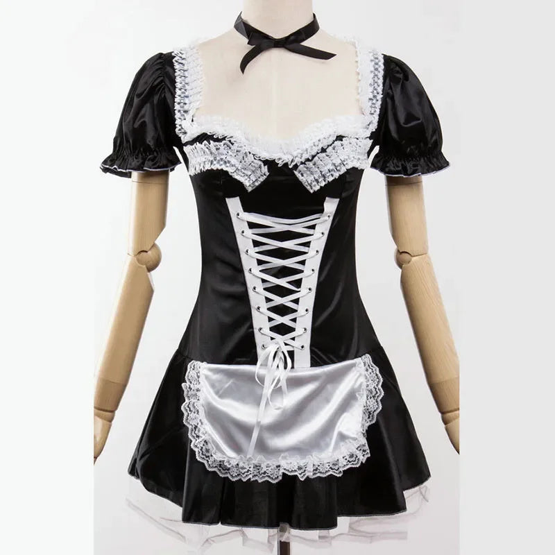 Women's Sexy Low-Cut Neckline French Maid Dress Costume Halloween Cosplay Servant Uniform For Women Role-playing Games Suit