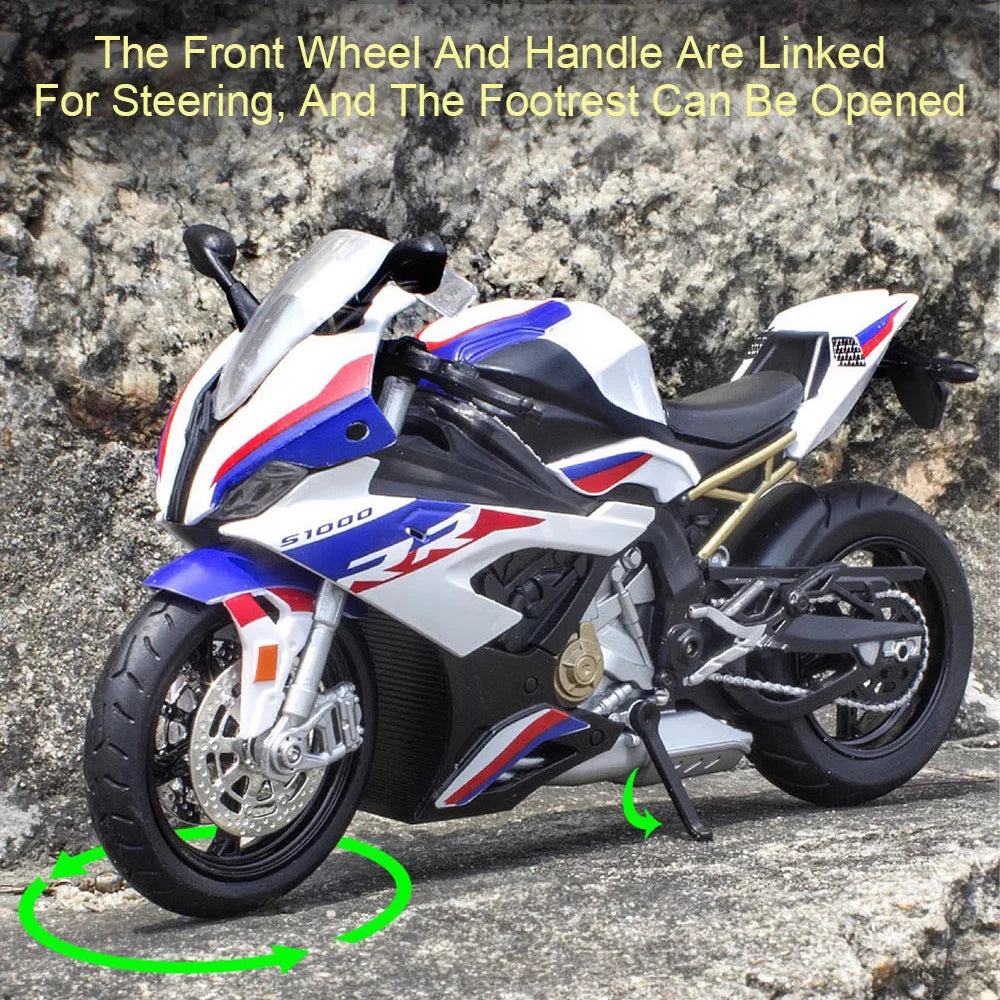 1:12 S1000RR Model Motorcycles Kawazaki NINJA H2R Toys Alloy Diecast Sound Light Shock Absorption Simulation Motorcycle Boy Gift
