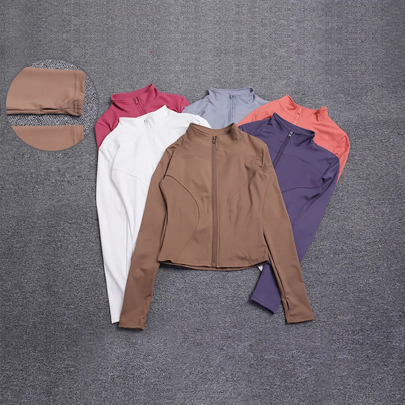Women's Workout Jacket Long Sleeve Zip Up Gym Sportswear