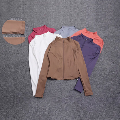 Women's Workout Jacket Long Sleeve Zip Up Gym Sportswear