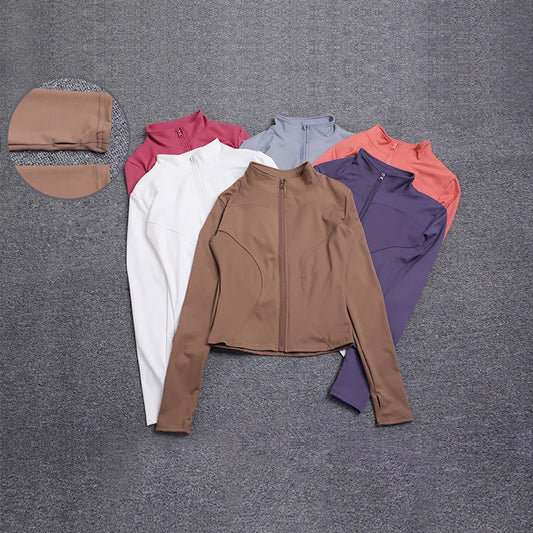 Women's Workout Jacket Long Sleeve Zip Up Gym Sportswear