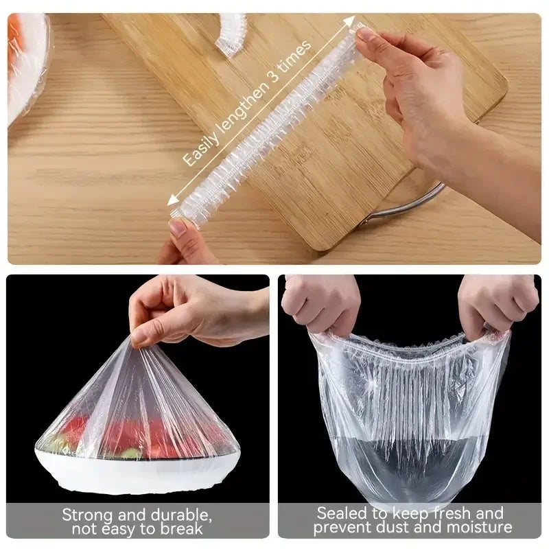 Disposable Food Covers 100 Pack Elastic Plastic Bowl Covers