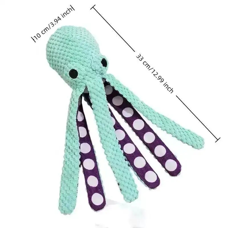 Squeaky Octopus Dog Toy with Crinkle Tentacles for Puppies