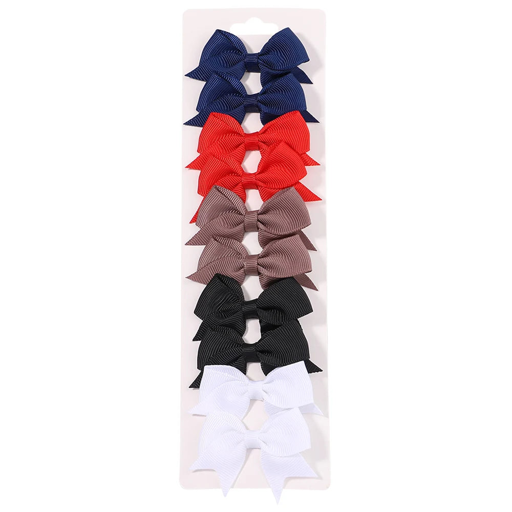 Baby Girl Hair Bows – 10-Piece Ribbon Bow Hair Clip Set