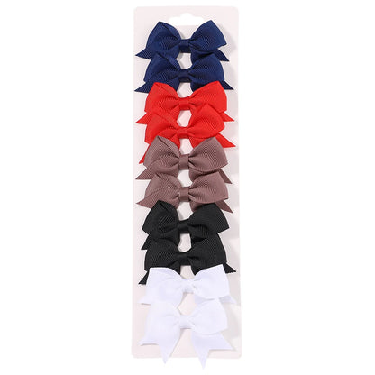 Baby Girl Hair Bows – 10-Piece Ribbon Bow Hair Clip Set