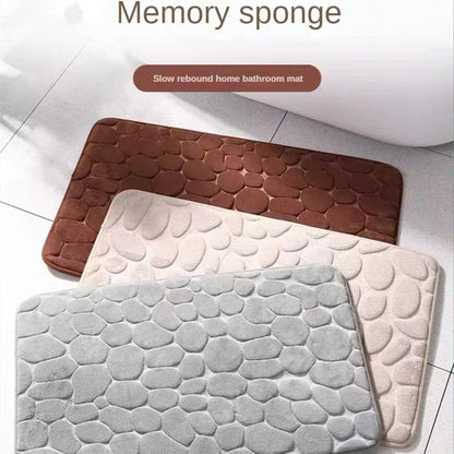 Non Slip Bathroom Mat with Cobblestone Design, Absorbent & Quick Dry