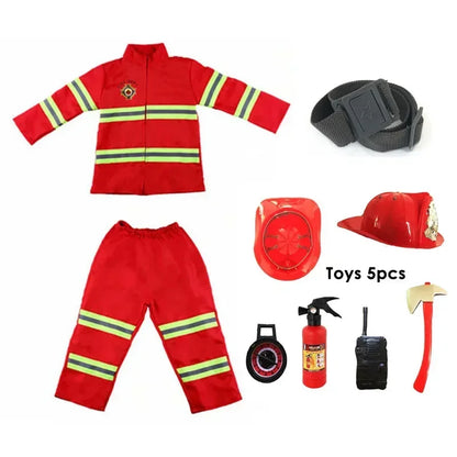 Kids Firefighter Costume – Fireman Uniform Halloween Dress-Up Set