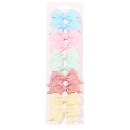 Baby Girl Hair Bows – 10-Piece Ribbon Bow Hair Clip Set