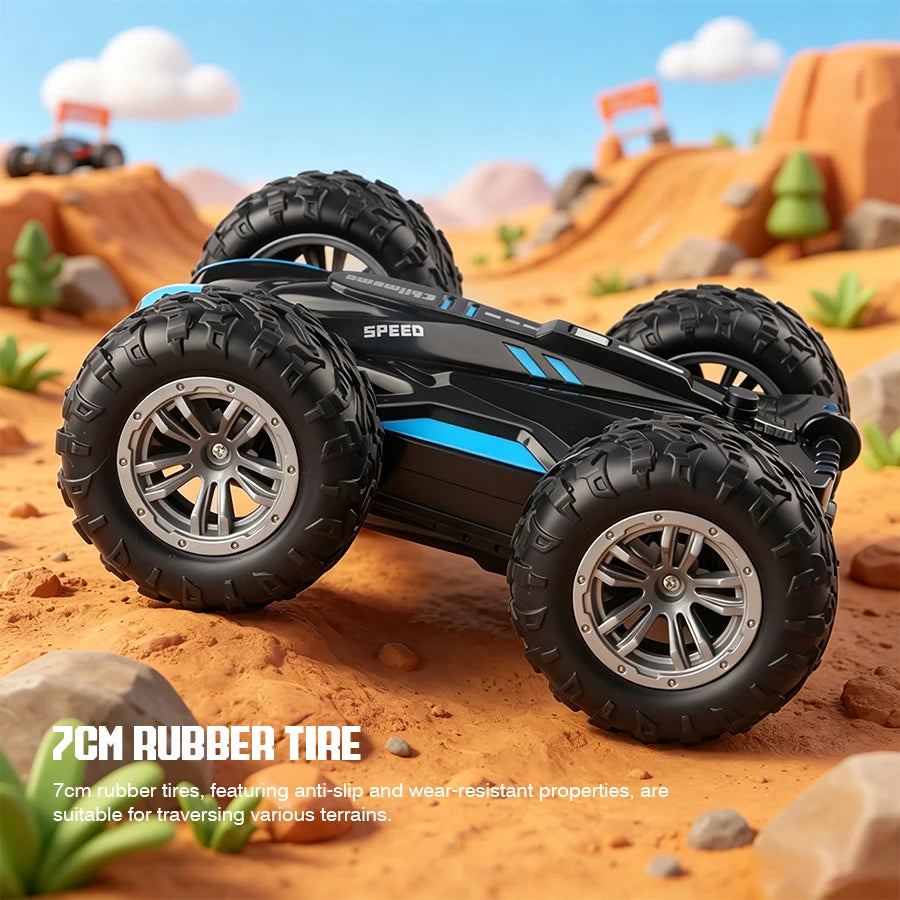 2.4G Remote Control Double-Sided Stunt Car with Lights & Spray, Cool RC Flip Toy Car for Kids
