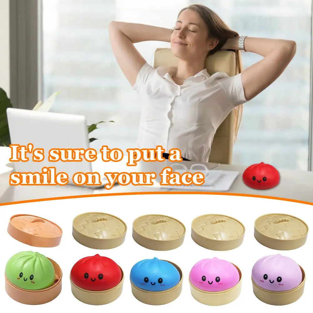 Squishy Sensory Toy Steamed Bun Squeeze Fidget Toy for Kids & Adults
