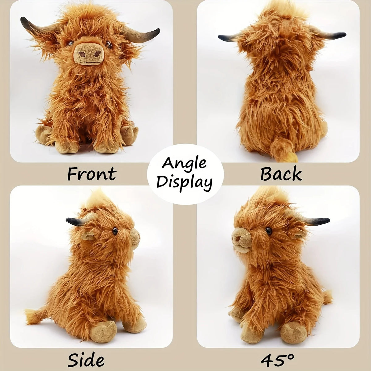 Highland Cow Plush 25cm Soft Stuffed Animal Toy for Kids