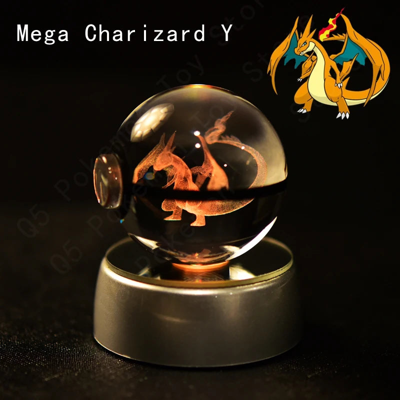 Crystal Ball Night Light with LED Base, 50mm Glass Decor
