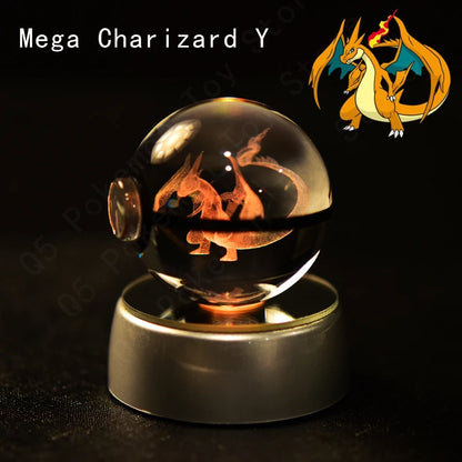 Crystal Ball Night Light with LED Base, 50mm Glass Decor