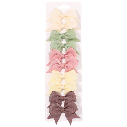 Baby Girl Hair Bows – 10-Piece Ribbon Bow Hair Clip Set