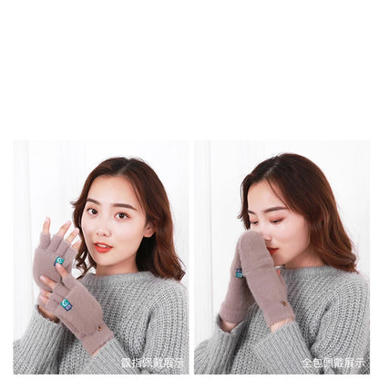 Women's Fingerless Gloves Soft Plush Knit Winter Mittens