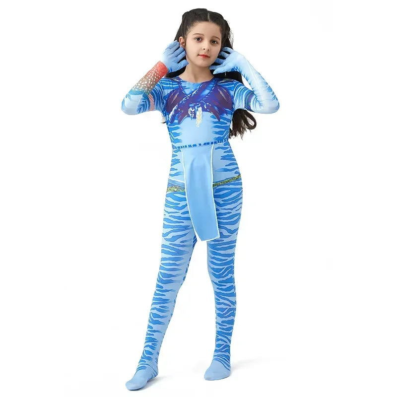 Alien Cosplay Costume – Kids Halloween Jumpsuit with Tail