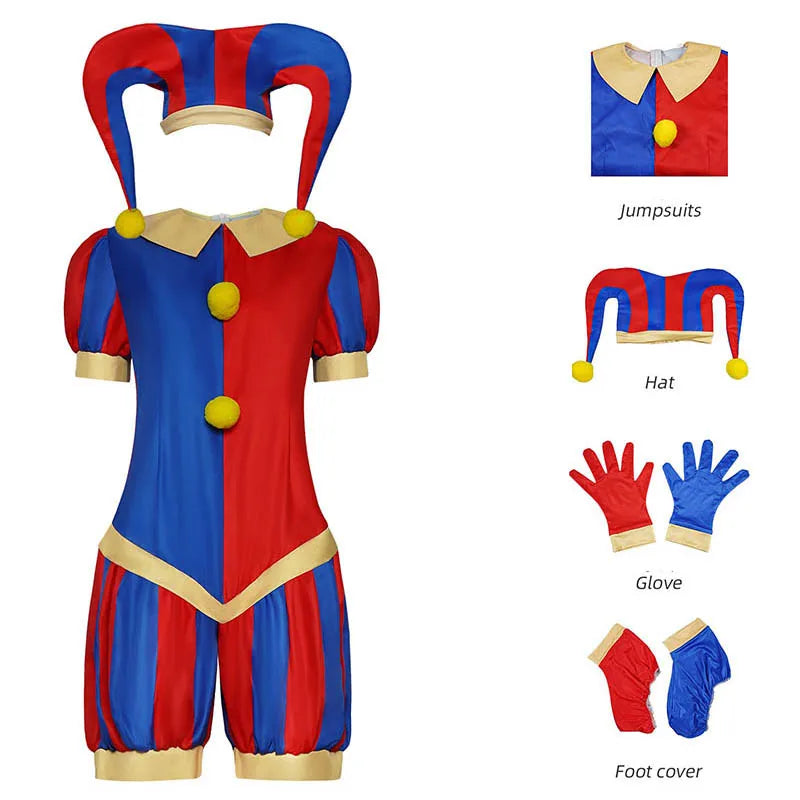 Circus Cosplay Costume – Jumpsuit, Hat & Gloves Set