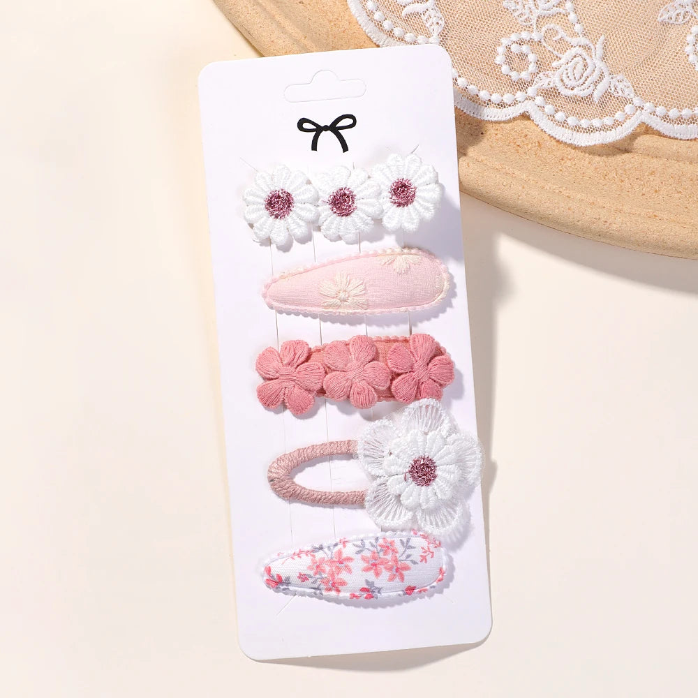 Girls Hair Clips 5-Piece Daisy Barrette Set for Kids