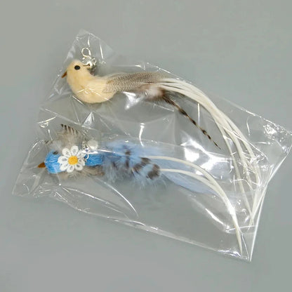 Cat Feather Toy Replacement Head with Bell for Interactive Cat Play