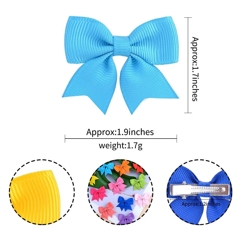 Baby Girl Hair Bows – 10-Piece Ribbon Bow Hair Clip Set