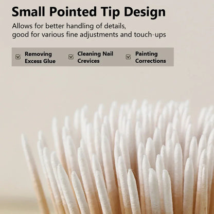100 Pack Pointed Cotton Swabs for Nail Art and Makeup Correction