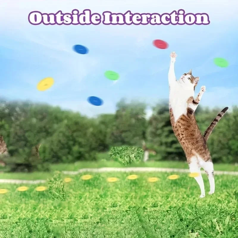 Cat Disc Launcher Toy with 15 Reusable Foam Discs for Interactive Play
