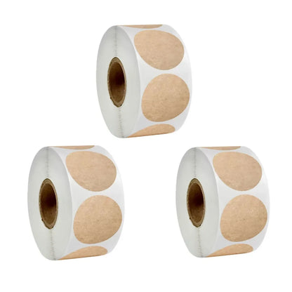 Round Kraft Paper Labels – 500 Self-Adhesive Stickers