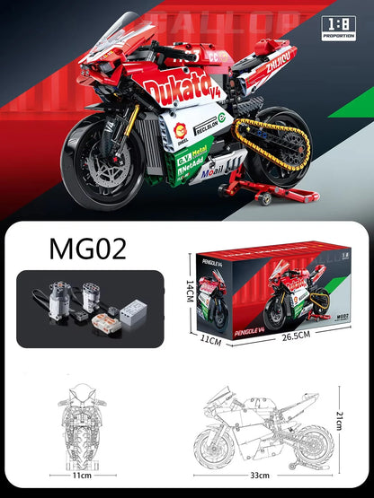 Technology Motorcycle Building Block Set, V4 Super Motorcycle Model Set, Technology Racing, STEM Assembly Toy Gift for Boys and