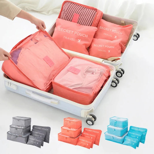 Travel Storage Bags, 6-Piece Waterproof Luggage Organizer Set