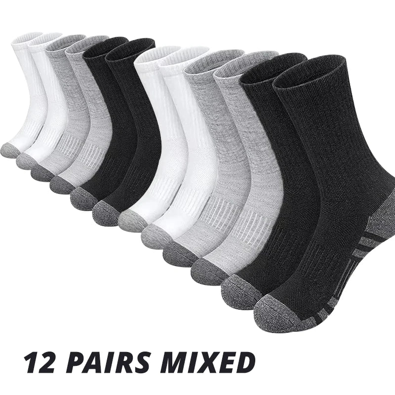 Men's Gym Socks – Breathable Crew Sports Socks, 6 or 12 Pairs