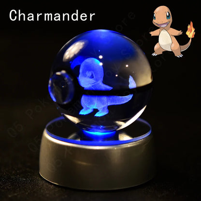 Crystal Ball Night Light with LED Base, 50mm Glass Decor
