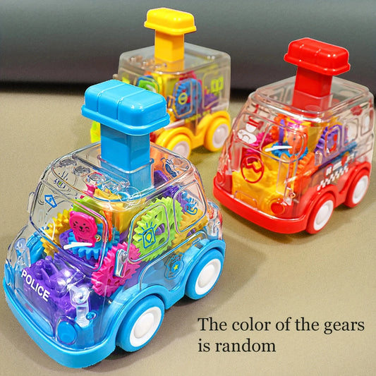 Transparent Gear Car Toy with Inertia Motion for Kids