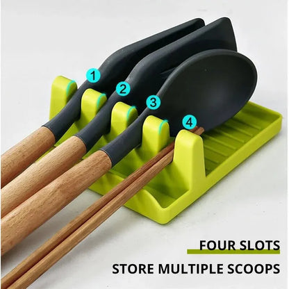 Kitchen Spoon Rest with Pot Lid Holder and Spatula Rack