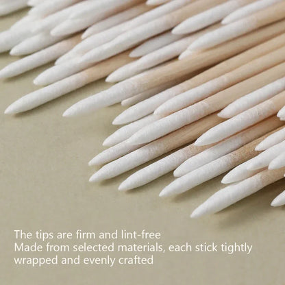 100 Pack Pointed Cotton Swabs for Nail Art and Makeup Correction