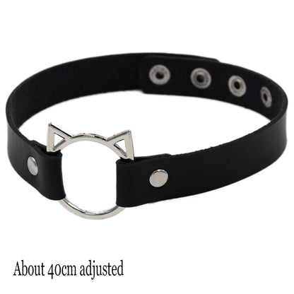 Woman Black Punk Choker Collar Necklace Sexy PU Leather Heart Lock Key Spike Chocker Gothic Cosplay Accessories Party Jewelry