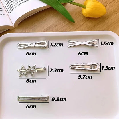 24PCS Silver Hair Clips Set for Women & Girls with Star and Duckbill Styles
