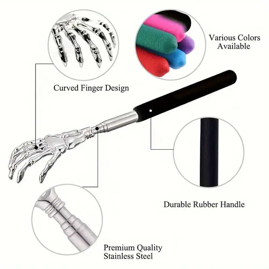 Telescopic Back Scratcher – Extendable Stainless Steel Long Reach Tool