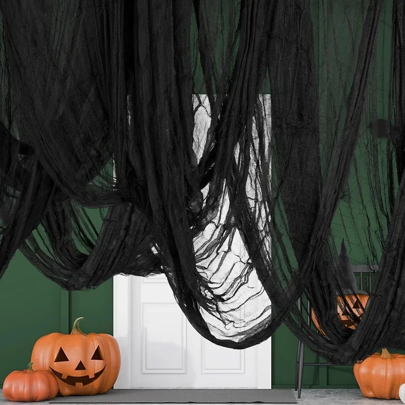 Halloween Creepy Cloth – Black Gauze for Haunted House Decor