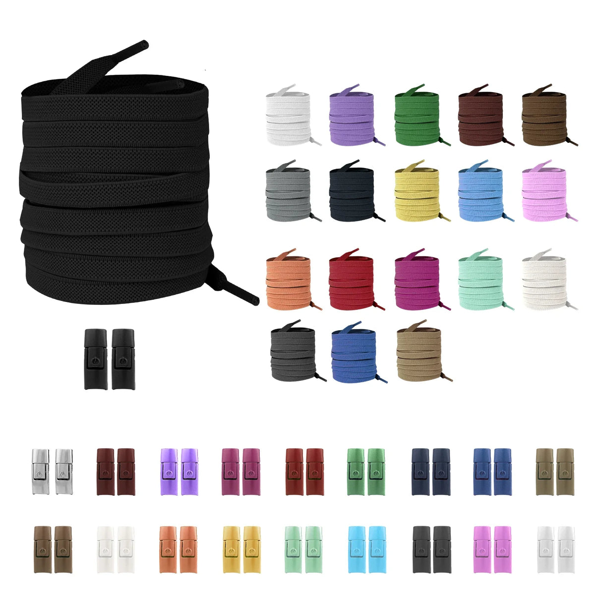 No Tie Shoe Laces with Press Lock Elastic Flat Shoelaces