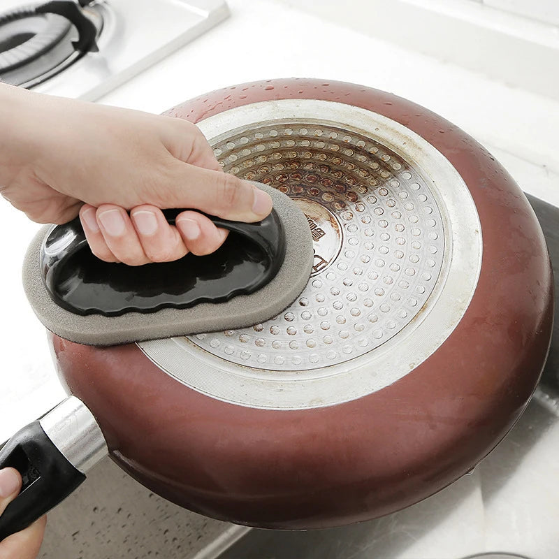 Emery Cleaning Sponge Brush with Handle for Kitchen and Bathroom