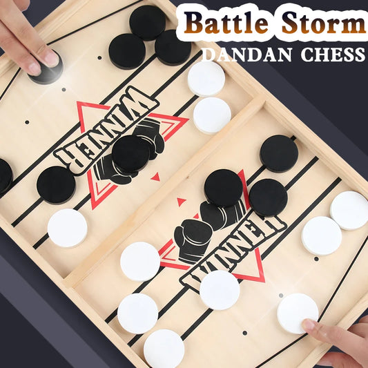 Sling Puck Game Wooden Tabletop Hockey Board Game
