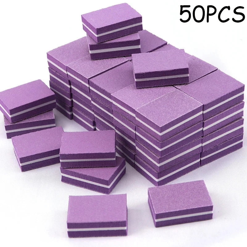 Mini Nail Buffer Blocks – 100/180 Grit Nail Files, 50 Pack