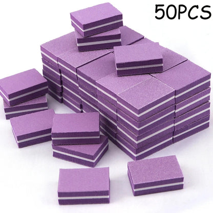 Mini Nail Buffer Blocks – 100/180 Grit Nail Files, 50 Pack