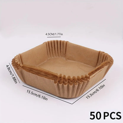Air Fryer Paper Liners 50 Pack Non Stick Disposable Baking Sheets