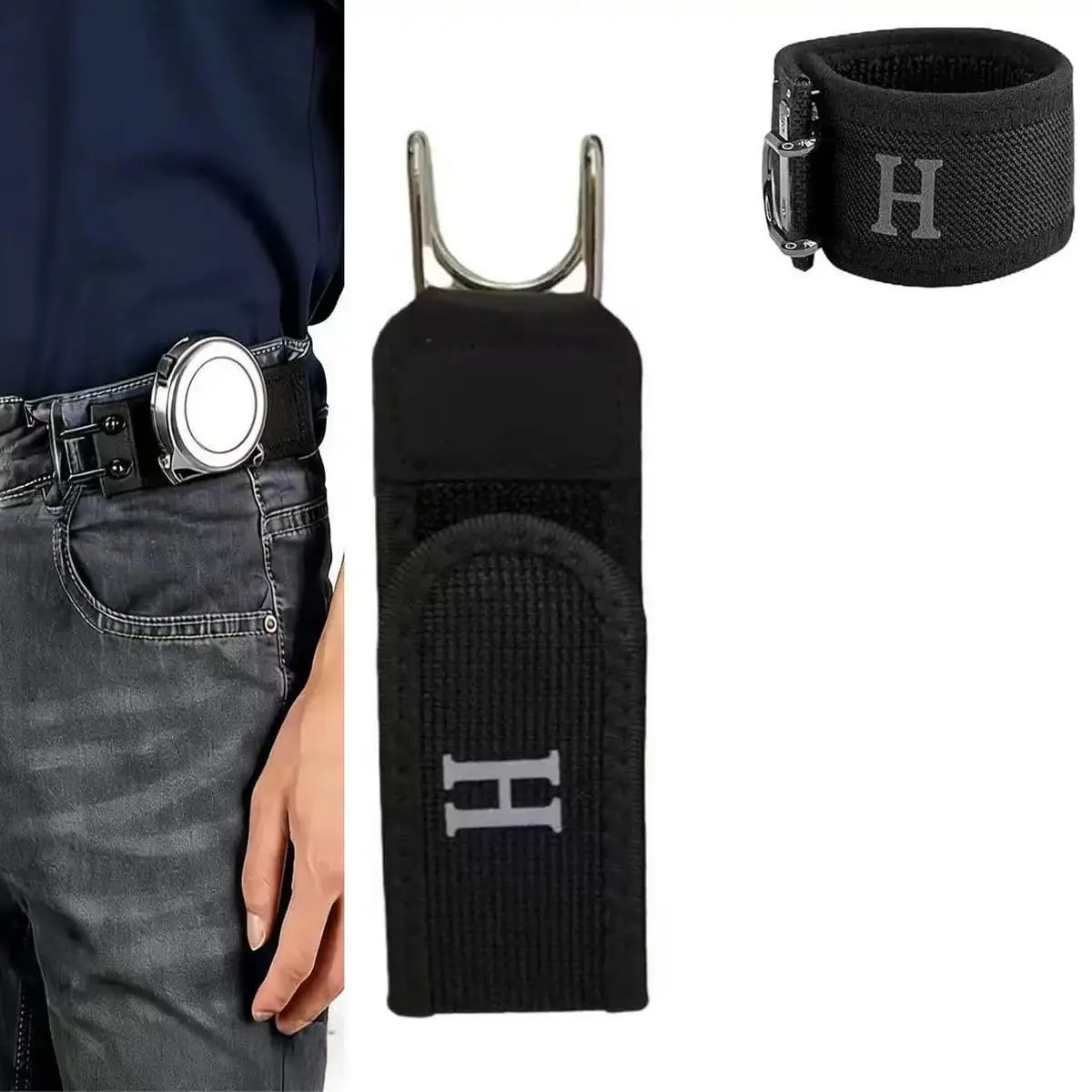 Adjustable Waistband Buckle with Elastic Strap and Metal Hooks