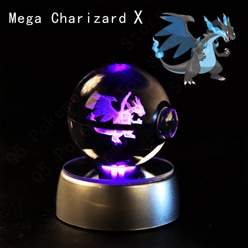 Crystal Ball Night Light with LED Base, 50mm Glass Decor