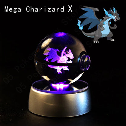 Crystal Ball Night Light with LED Base, 50mm Glass Decor
