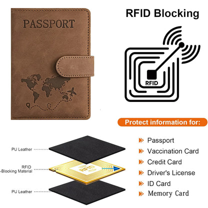 RFID Passport Holder Travel Wallet with Card and Document Slots